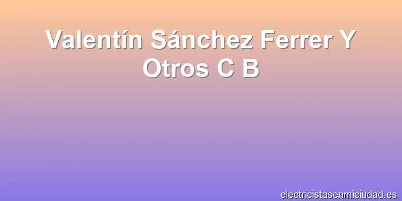 Valentín Sánchez Ferrer Y Otros C B