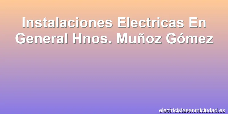 Instalaciones Electricas En General Hnos. Muñoz Gómez