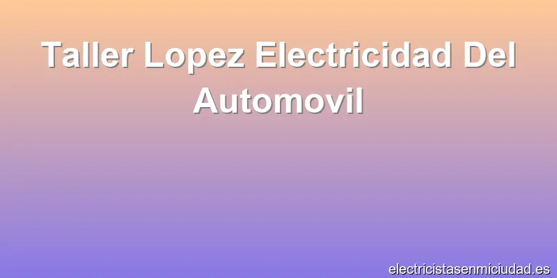 Taller Lopez Electricidad Del Automovil