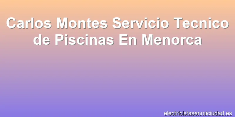 Carlos Montes Servicio Tecnico de Piscinas En Menorca