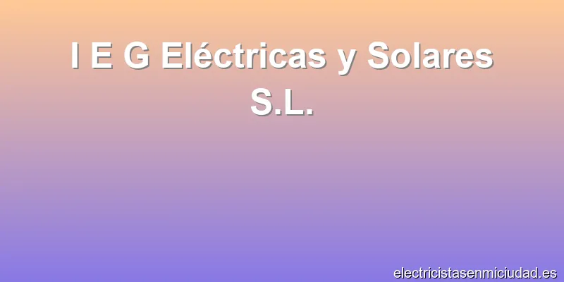 I E G Eléctricas y Solares S.L.