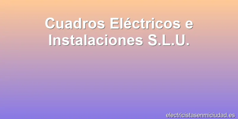 Cuadros Eléctricos e Instalaciones S.L.U.