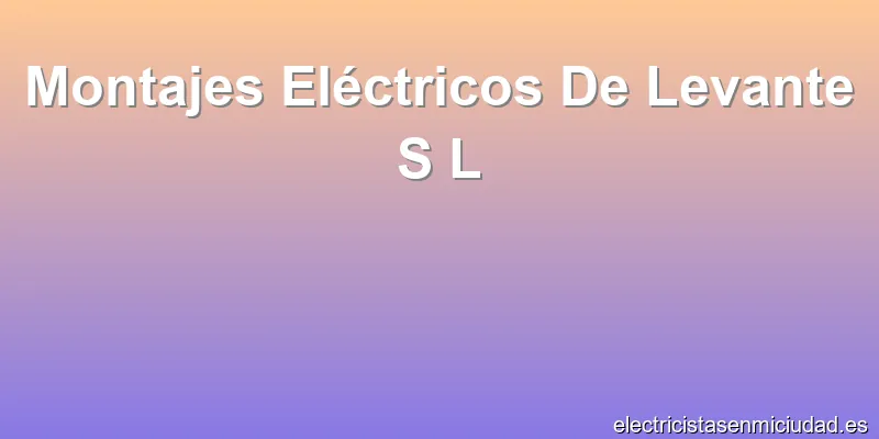 Montajes Eléctricos De Levante S L